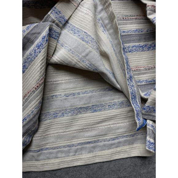 Tommy Bahama Shirt Mens XL Beige Blue Woven Stripe Button Front Casual - Picture 13 of 13